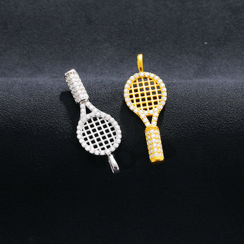 COLLIER PENDENTIF BADMINTON EN MOISANITE ET ARGENT MASSIF