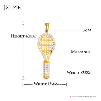 COLLIER PENDENTIF BADMINTON EN MOISANITE ET ARGENT MASSIF