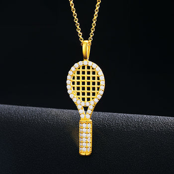 COLLIER PENDENTIF BADMINTON EN MOISANITE ET ARGENT MASSIF