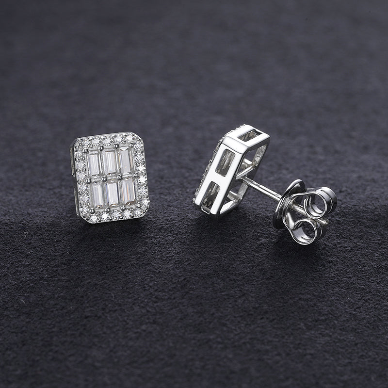 BAGUETTE MOISSANITE STUD EARRINGS IN STERLING SILVER