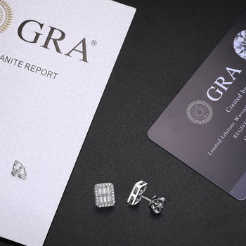 BAGUETTE MOISSANITE STUD EARRINGS IN STERLING SILVER