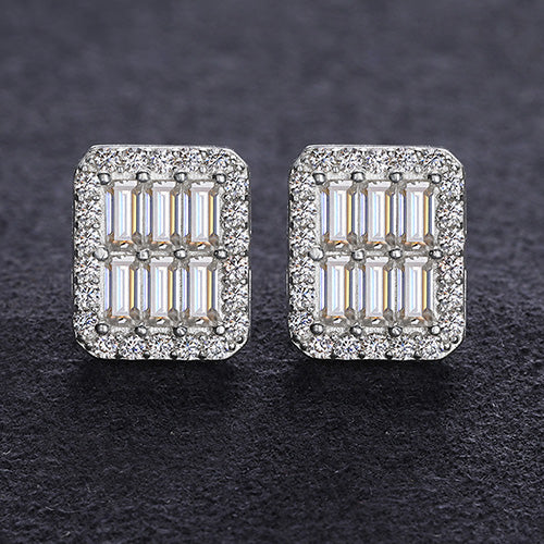 BAGUETTE MOISSANITE STUD EARRINGS IN STERLING SILVER