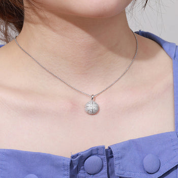 COLLIER PENDENTIF BALLON DE BASKET-BALL EN MOISANITE ET ARGENT MASSIF