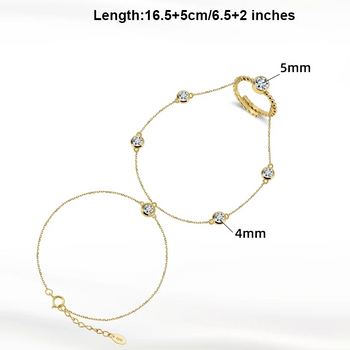 MOISSANITE BEZEL HAND HARNESS BRACELET IN STERLING SILVER