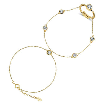 MOISSANITE BEZEL HAND HARNESS BRACELET IN STERLING SILVER