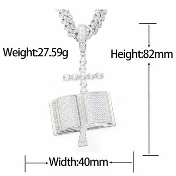 Pendentif croix biblique en moissanite et argent sterling