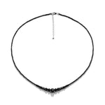 18K WHITE GOLD PLATED MOISSANITE BLACK BEADS NECKLACE CHAIN IN STERLING SILVER
