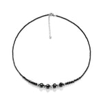 18K WHITE GOLD PLATED MOISSANITE BLACK BEADS NECKLACE CHAIN IN STERLING SILVER