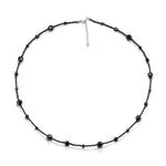 18K WHITE GOLD PLATED MOISSANITE BLACK BEADS NECKLACE CHAIN IN STERLING SILVER