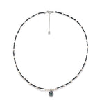 18K WHITE GOLD PLATED MOISSANITE BLACK BEADS NECKLACE CHAIN IN STERLING SILVER