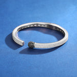 MOISSANITE BLACK FLAME CUFF BANGLE BRACELET IN STERLING SILVER