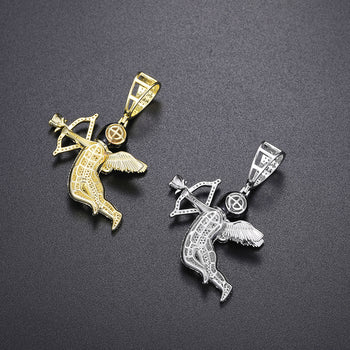 Pendentif Cupidon en moissanite noire masquée, en argent sterling