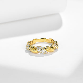 Bague d'éternité en argent sterling ornée d'une corde tressée en moissanite