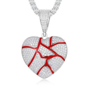 COLLIER PENDENTIF CŒUR BRISÉ EN MISSANITE ET ARGENT MASSIF