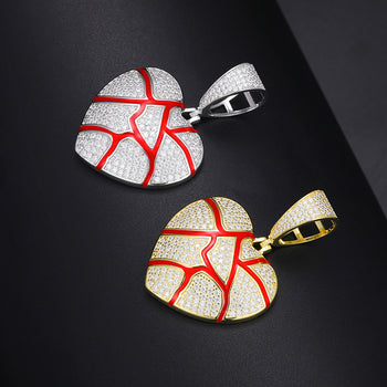 COLLIER PENDENTIF CŒUR BRISÉ EN MISSANITE ET ARGENT MASSIF