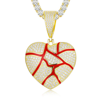 COLLIER PENDENTIF CŒUR BRISÉ EN MISSANITE ET ARGENT MASSIF