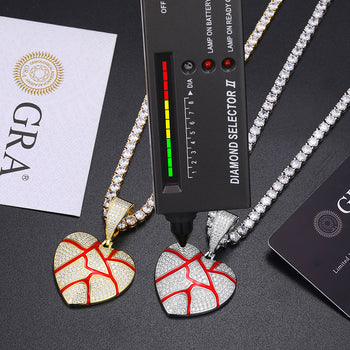 COLLIER PENDENTIF CŒUR BRISÉ EN MISSANITE ET ARGENT MASSIF