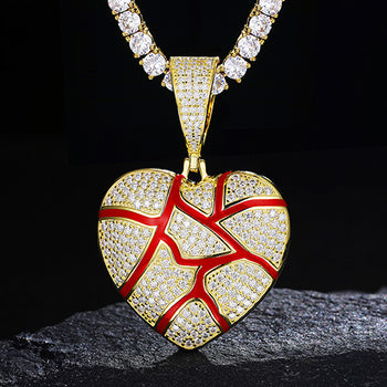 COLLIER PENDENTIF CŒUR BRISÉ EN MISSANITE ET ARGENT MASSIF