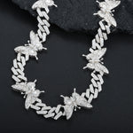 MOISSANITE BUTTERFLY CUBAN LINK CHAIN IN STERLING SILVER