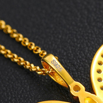 COLLIER PENDENTIF PAPILLON EN MOISANITE ET ARGENT MASSIF