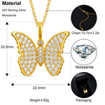 MOISSANITE BUTTERFLY PENDANT NECKLACE IN STERLING SILVER