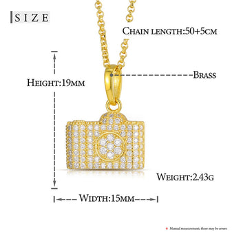 Pendentif appareil photo en moissanite et argent sterling