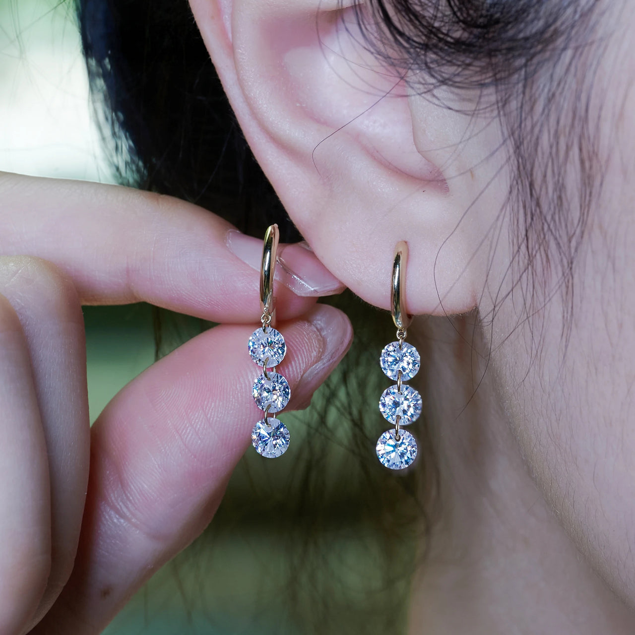 MOISSANITE CASCADING RADIANCE DROP EARRINGS IN SOLID GOLD