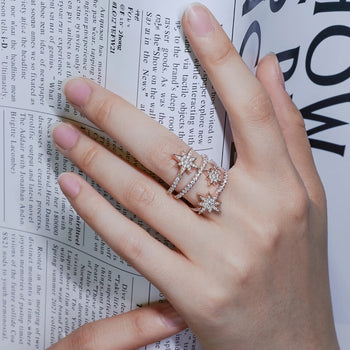 MOISSANITE CELESTIAL ORBIT RING IN SOLID GOLD