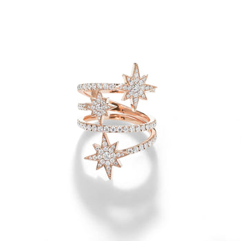 MOISSANITE CELESTIAL ORBIT RING IN SOLID GOLD