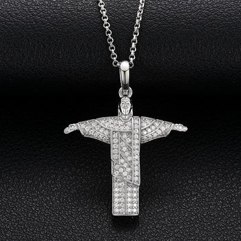 Anhänger „Christus der Erlöser“ aus Sterlingsilber mit Moissanit