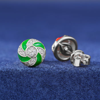 Boucles d'oreilles en moissanite, motif bonbons de Noël, en argent sterling