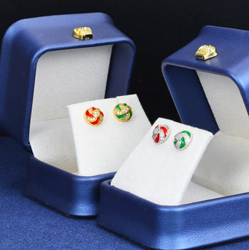 Boucles d'oreilles en moissanite, motif bonbons de Noël, en argent sterling