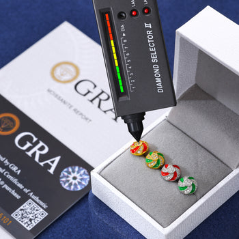 Boucles d'oreilles en moissanite, motif bonbons de Noël, en argent sterling