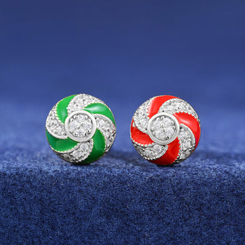 Boucles d'oreilles en moissanite, motif bonbons de Noël, en argent sterling