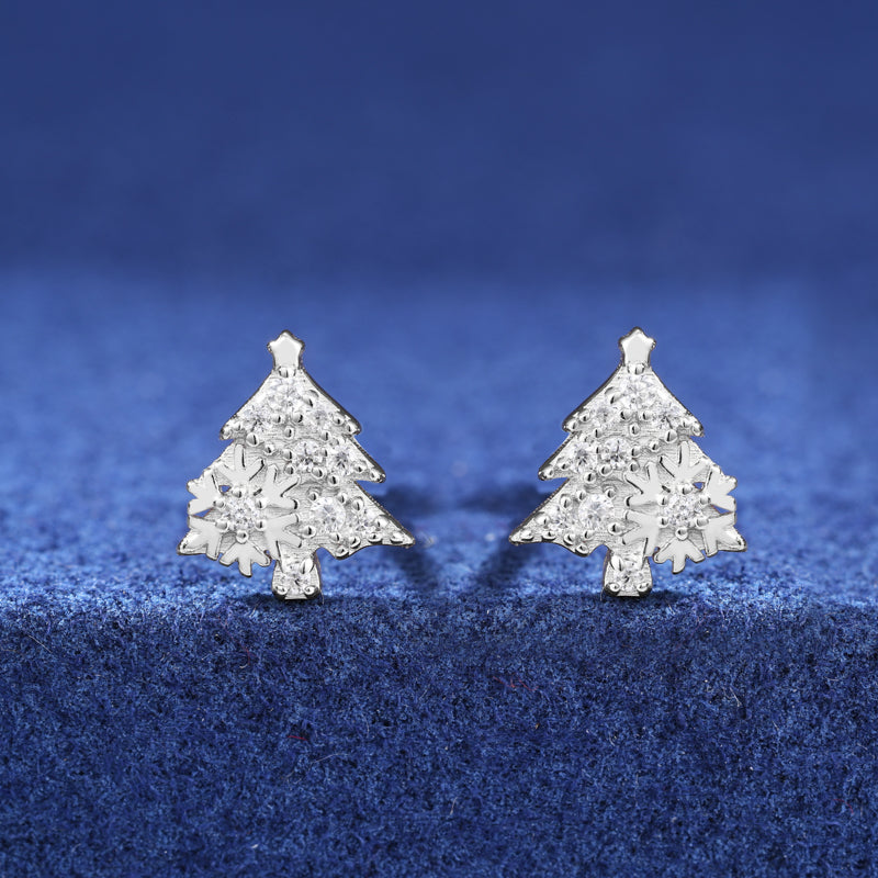 MOISSANITE CHRISTMAS TREE STUD EARRINGS IN STERLING SILVER