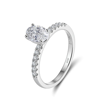 MOISSANITE CLASSIC OVAL PAVÉ RING IN STERLING SILVER