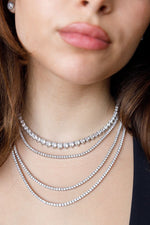 CLASSIC MOISSANITE DIAMOND TENNIS CHAIN NECKLACE IN STERLING SILVER - IVORY & EBONY