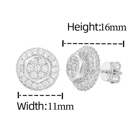 Earring with moissanite stones, labeled 'Sterling silver S925' and 'GRA Certificate', with size and weight information.