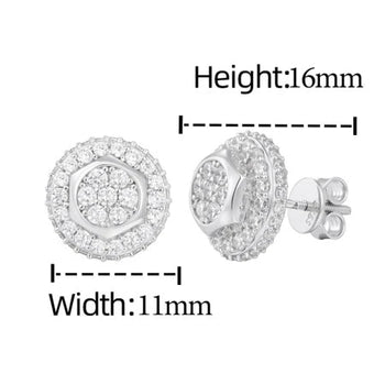 Earring with moissanite stones, labeled 'Sterling silver S925' and 'GRA Certificate', with size and weight information.