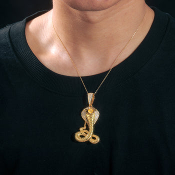 COLLIER PENDENTIF COBRA EN MOISSANITE ET ARGENT MASSIF