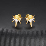 MOISSANITE COLORED CZ OVAL BEE-STING STUD EARRINGS IN STERLING SILVER {STYLE 2}