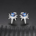 MOISSANITE COLORED CZ OVAL BEE-STING STUD EARRINGS IN STERLING SILVER {STYLE 2}