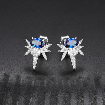 OVALER BEE-STING-OHRSTÖSSEL MIT MOISSANIT-FARBIGEN CZ-STIFTEN AUS STERLINGSILBER {STIL 2}