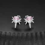 MOISSANITE COLORED CZ OVAL BEE-STING STUD EARRINGS IN STERLING SILVER {STYLE 2}