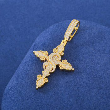 Pendentif croix en moissanite et argent sterling