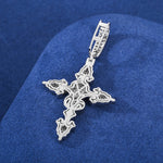 MOISSANITE CROSS DOLLAR PENDANT IN STERLING SILVER