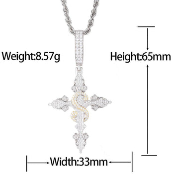 Pendentif croix en moissanite et argent sterling