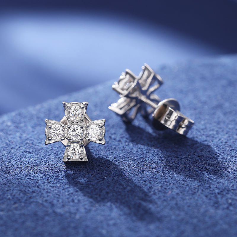 Silver Moissanite Cross Stud Earrings good