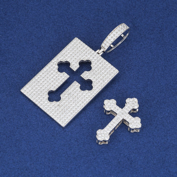 MOISSANIT-KREUZANHÄNGER AUS STERLINGSILBER