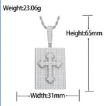 MOISSANITE CROSS TAG PENDANT IN STERLING SILVER